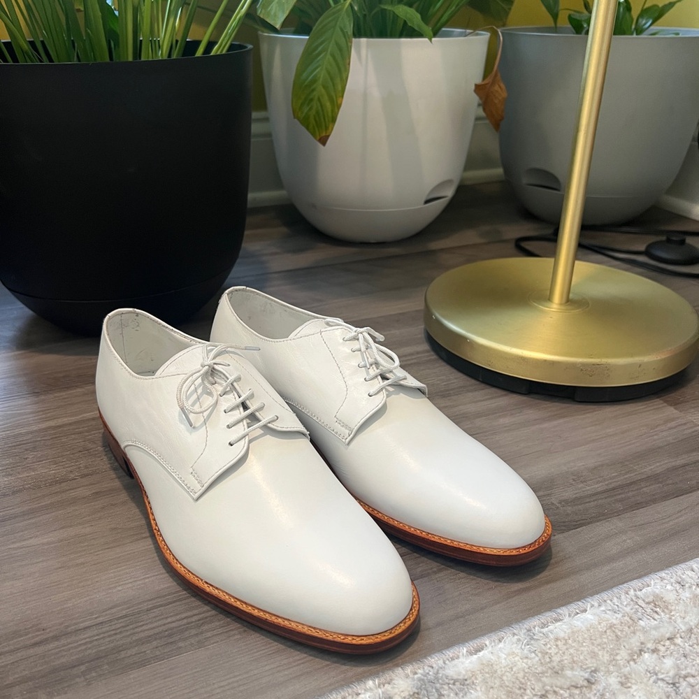 White Pure Leather Men's Dress Shoes